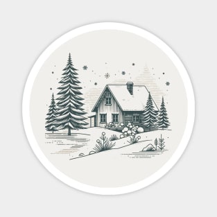 White Christmas: Vintage Musical Christmas Scene Magnet